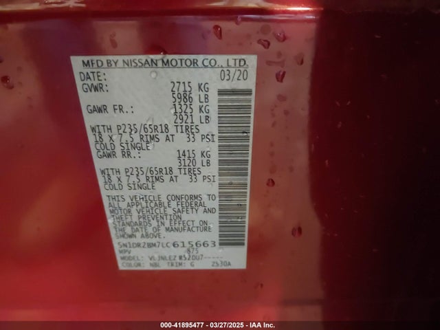 Nissan Pathfinder Sv 4wd 2020 5N1DR2BM7LC615663 Image 9