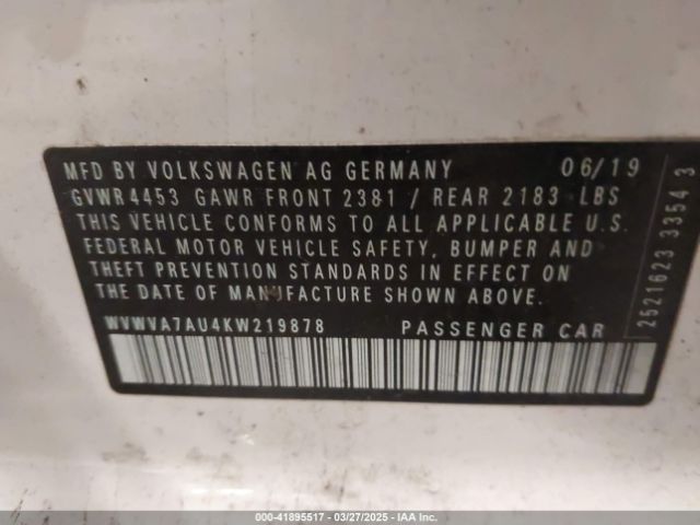 2019 VOLKSWAGEN GOLF R WVWVA7AU4KW219878 Photo 8