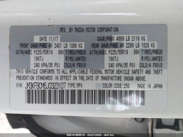 JM3KFBCM6J0323107 Mazda Cx-5 Touring