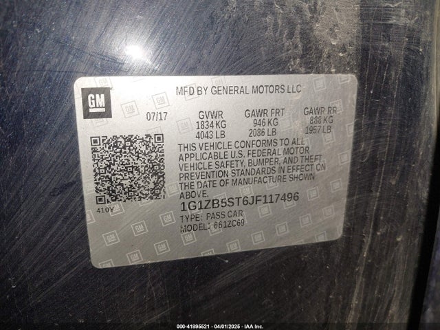1G1ZB5ST6JF117496 Chevrolet Malibu 1ls