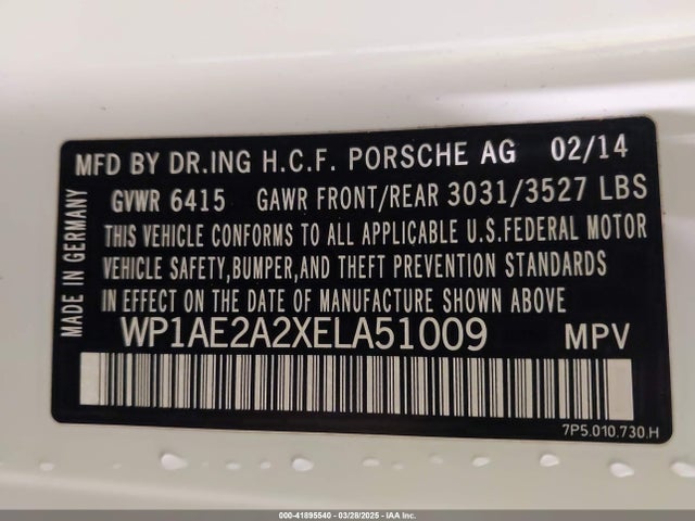 Porsche 2014 2014 WP1AE2A2XELA51009 Image 9