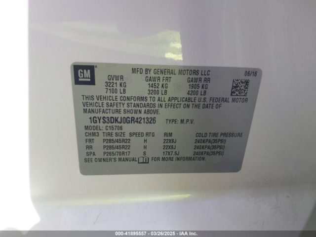 1GYS3DKJ0GR421326 Cadillac Escalade Platinum