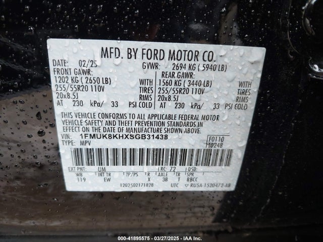 1FMUK8KHXSGB31438 Ford Explorer St-line