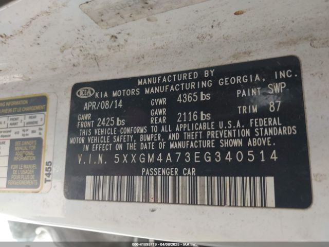 5XXGM4A73EG340514 KIA Optima Lx