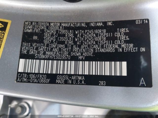 5TDBKRFH7ES029570 Toyota Highlander Le V6
