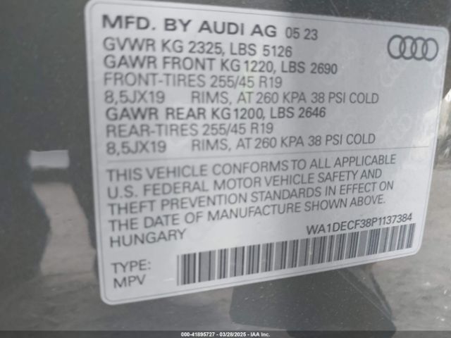 WA1DECF38P1137384 Audi Q3 Premium 45 Tfsi S Line Quattro Tiptronic