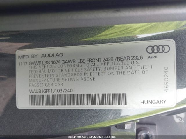 2018 AUDI S3 WAUB1GFF1J1037240 Photo 8