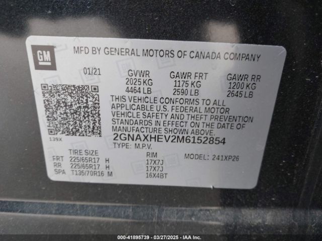 2GNAXHEV2M6152854 Chevrolet Equinox Fwd Ls