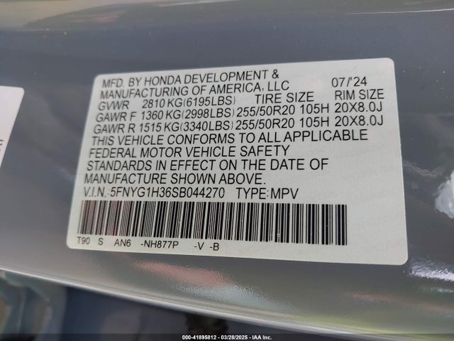 5FNYG1H36SB044270 Honda Pilot Sport