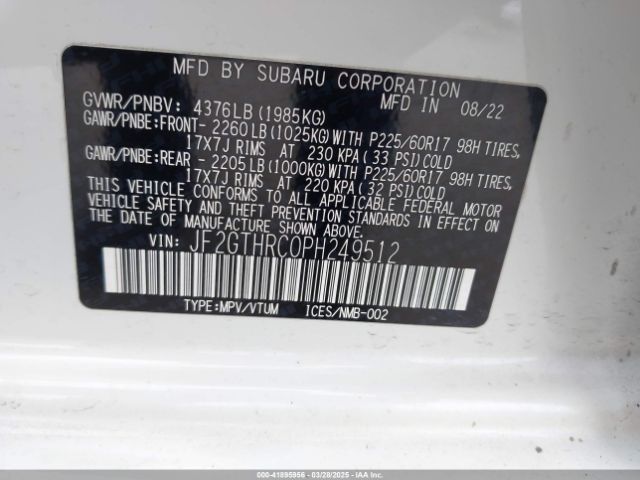JF2GTHRC0PH249512 Subaru Crosstrek Sport