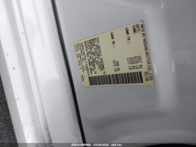 1N4AL3AP7GC228861 Nissan Altima 2.5/2.5 S/2.5 Sl/2.5 Sr/2.5 Sv