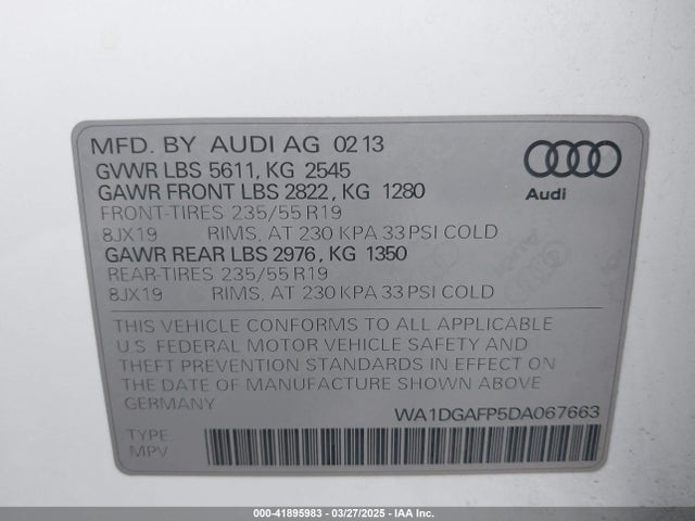 2013 AUDI Q5 WA1DGAFP5DA067663 Photo 8