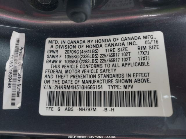 2HKRM4H51GH666154 Honda CR-V EX