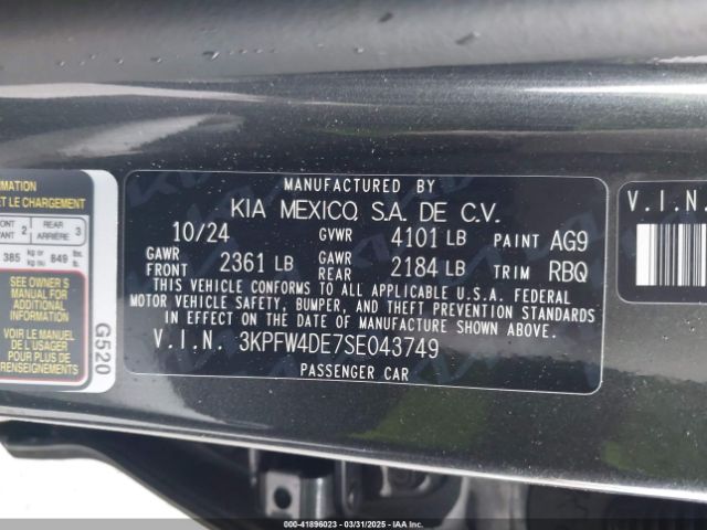 3KPFW4DE7SE043749 KIA K4 Gt-line