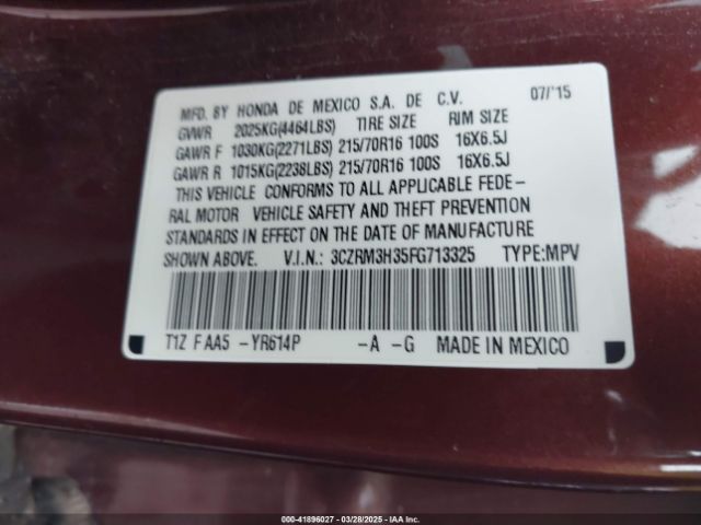 3CZRM3H35FG713325 Honda CR-V LX