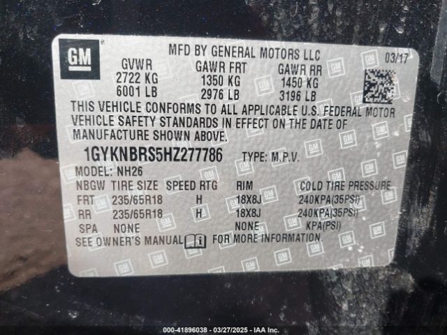 2017 CADILLAC XT5 1GYKNBRS5HZ277786 Photo 8