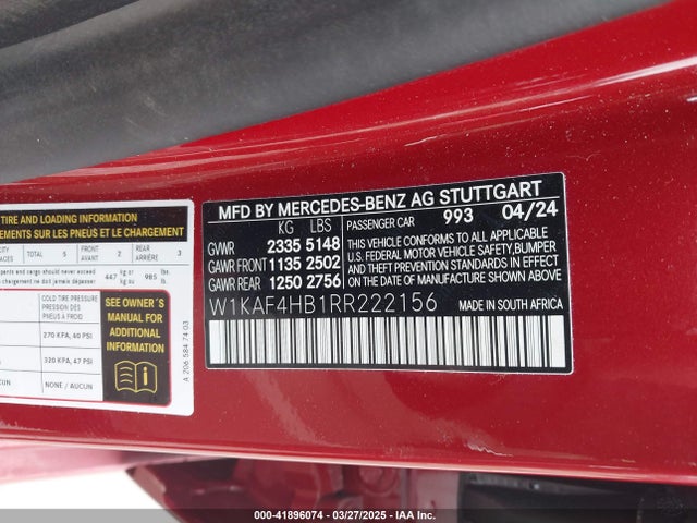 W1KAF4HB1RR222156 Mercedes-Benz m254