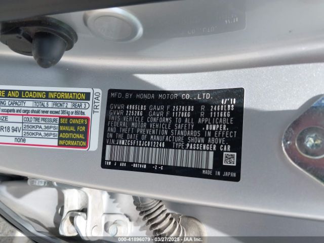 JHMZC5F1XJC012246 Honda CLARITY PLUG-IN HYBRID