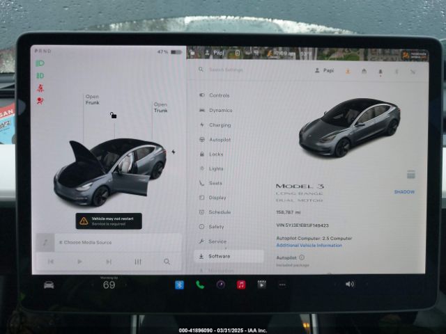 5YJ3E1EB1JF149423 Tesla Model 3 Long Range/performance