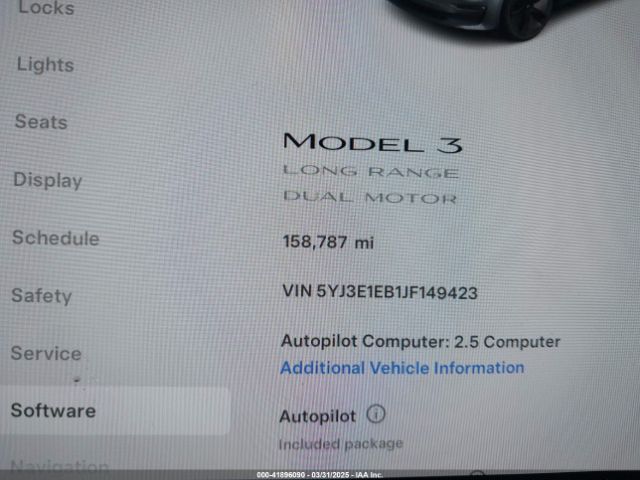 5YJ3E1EB1JF149423 Tesla Model 3 Long Range/performance