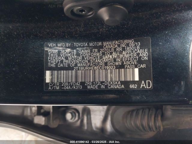 2T1BURHE8EC019023 Toyota Corolla S Plus