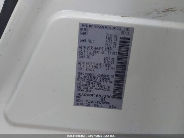 2015 NISSAN PATHFINDER 5N1AR2MM9FC683290 Photo 8