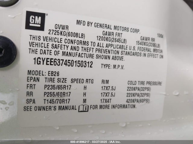 2005 CADILLAC SRX 1GYEE637450150312 Photo 8