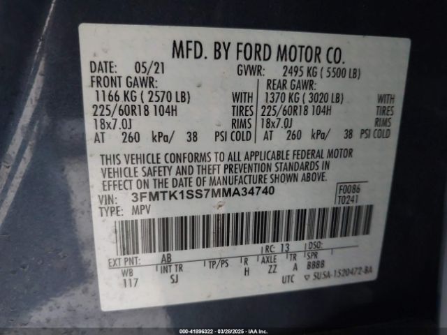 3FMTK1SS7MMA34740 Ford Mustang Mach-e Select