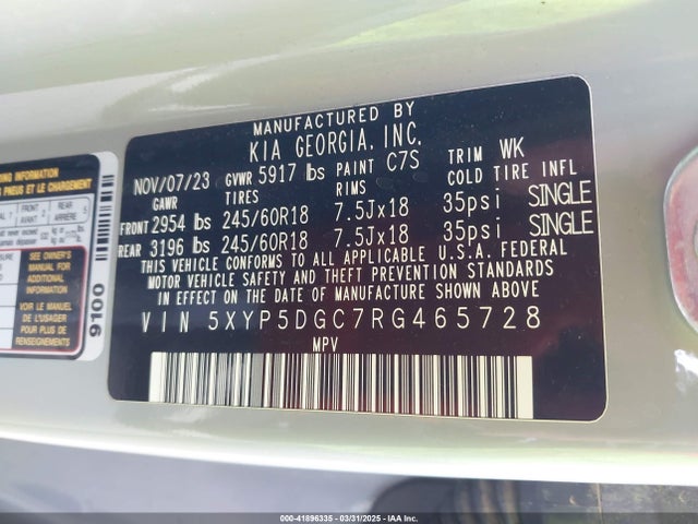 5XYP5DGC7RG465728 KIA Telluride Sx X-pro