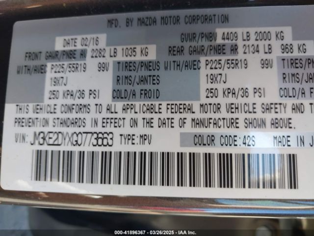 JM3KE2DYXG0773663 Mazda Cx-5 Grand Touring