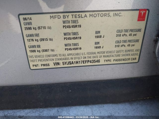 5YJSA1H17EFP43546 Tesla Model S P85