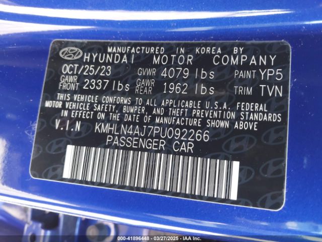 KMHLN4AJ7PU092266 Hyundai Elantra Hybrid Limited
