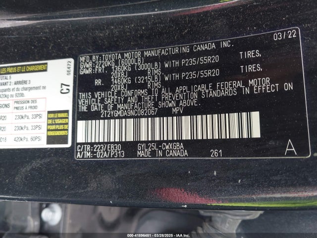 Lexus 2gr-fxs, 6jm+2fm 2022 2T2YGMDA9NC082067 Image 9