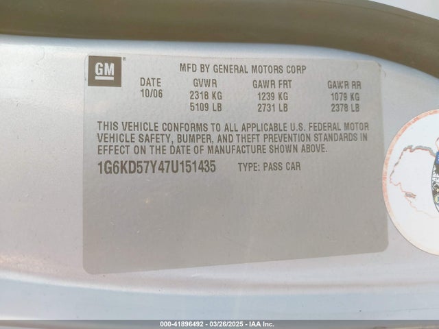 2007 CADILLAC DTS 1G6KD57Y47U151435 Photo 8
