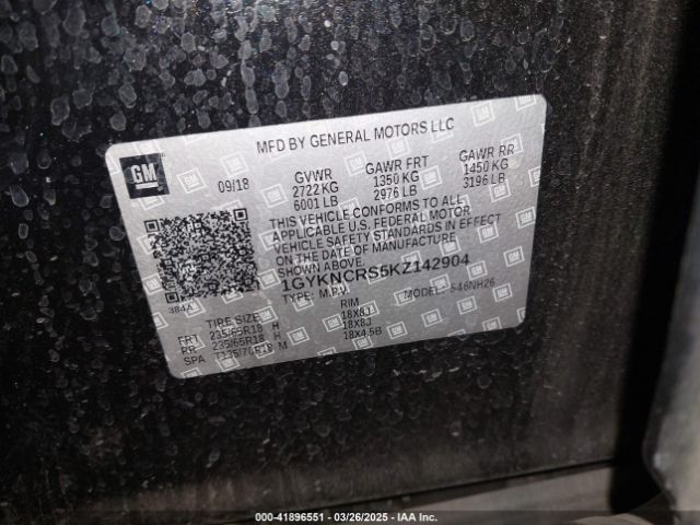 1GYKNCRS5KZ142904 Cadillac XT5 LUXURY