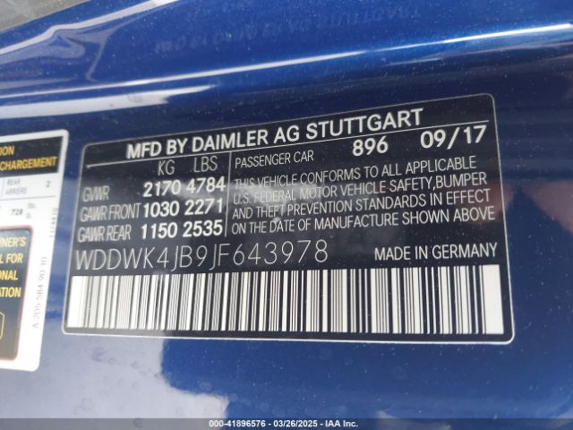 WDDWK4JB9JF643978 Mercedes-Benz C 300