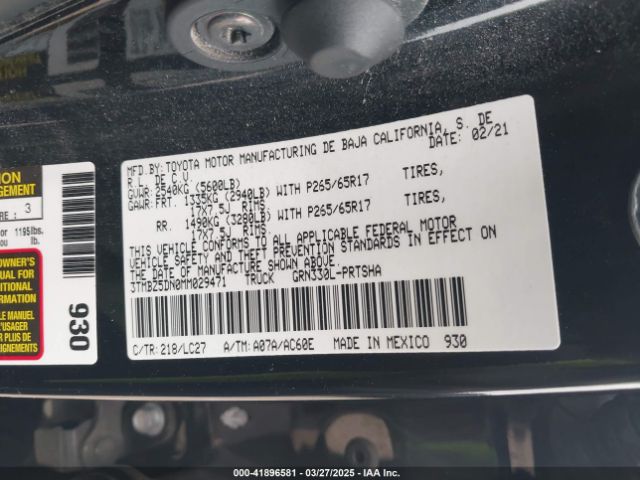 3TMBZ5DN0MM029471 Toyota Tacoma Trd Sport