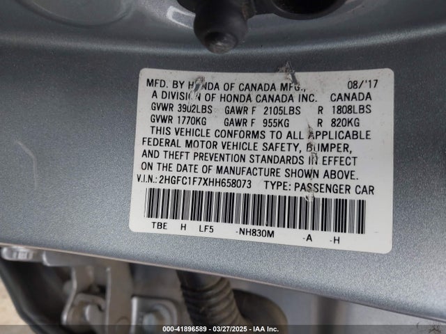 Honda l15b7 2017 2HGFC1F7XHH658073 Image 25