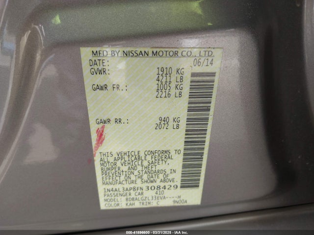 1N4AL3AP8FN308429 Nissan Altima 2.5 S