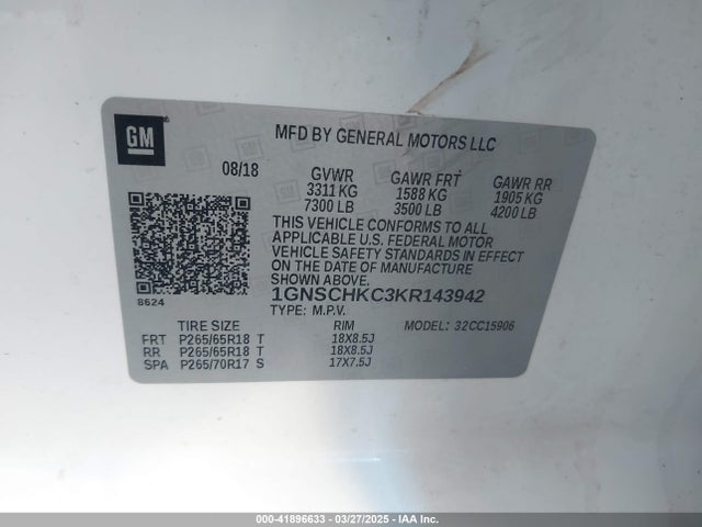 Chevrolet Suburban Lt 2019 1GNSCHKC3KR143942 Image 9