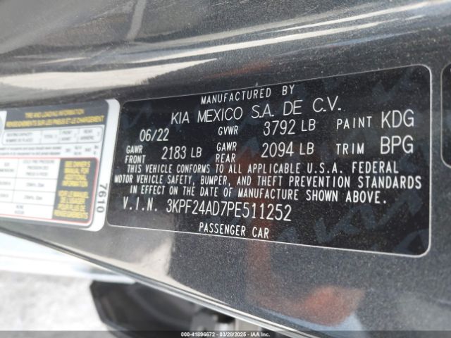 3KPF24AD7PE511252 KIA Forte Lxs