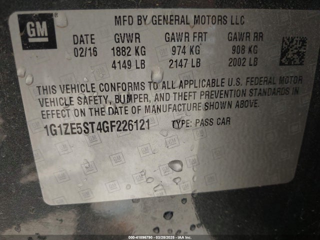 1G1ZE5ST4GF226121 Chevrolet MALIBU 1LT