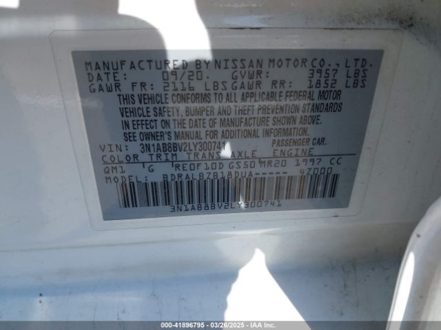 3N1AB8BV2LY300741 Nissan Sentra S Xtronic Cvt