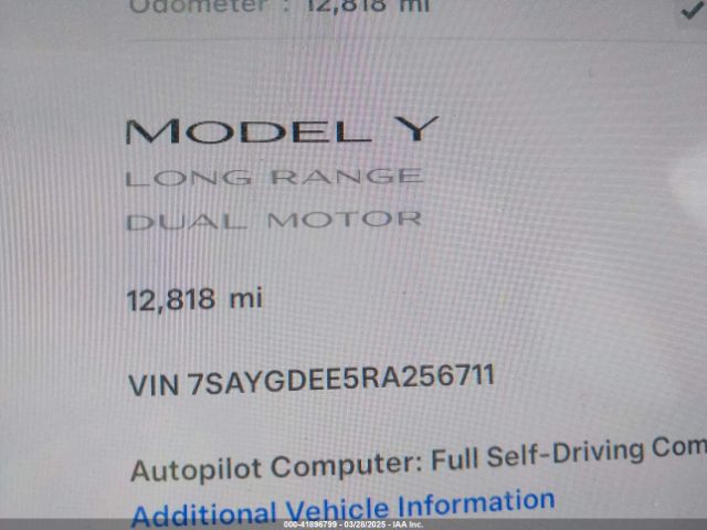 7SAYGDEE5RA256711 Tesla Model Y Long Range Dual Motor All-wheel Drive