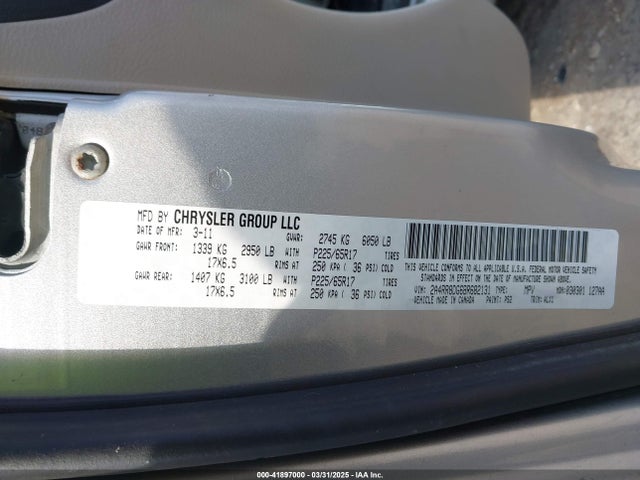 Продаж на аукціоні авто 2011 Chrysler Town & Country Touring-l, vin: 2A4RR8DG6BR682131, номер лоту: 41897000