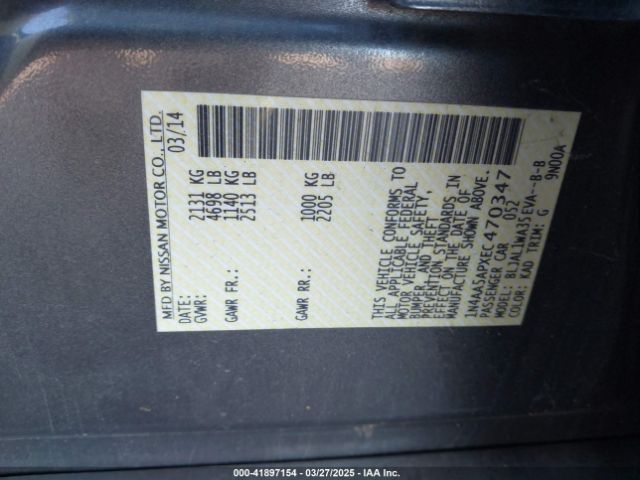 1N4AA5APXEC470347 Nissan Maxima 3.5 Sv