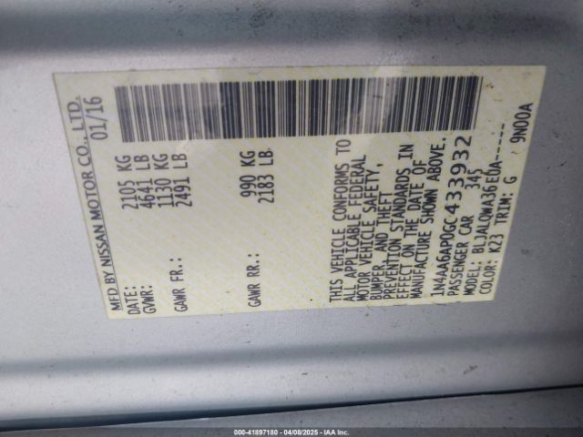1N4AA6AP0GC433932 Nissan Maxima 3.5 S