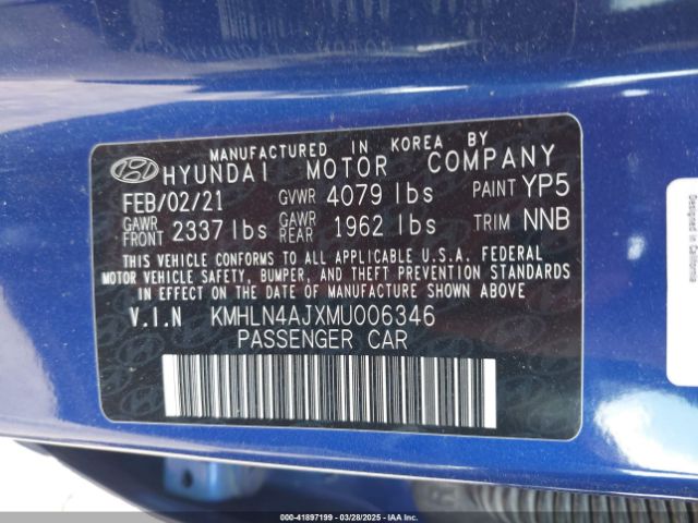 KMHLN4AJXMU006346 Hyundai Elantra Hybrid Limited