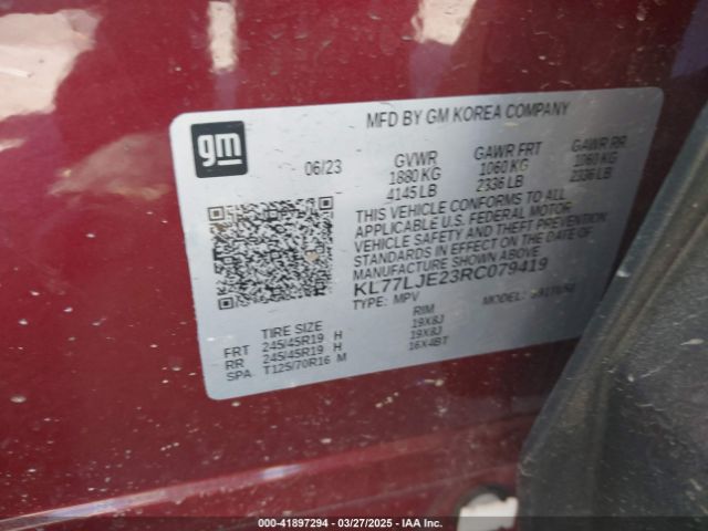 KL77LJE23RC079419 Chevrolet Trax Fwd 2rs
