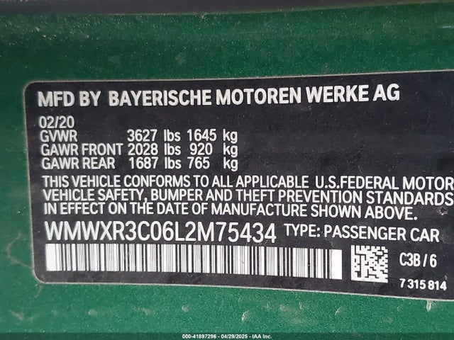 WMWXR3C06L2M75434 Mini Hardtop Oxford Edition